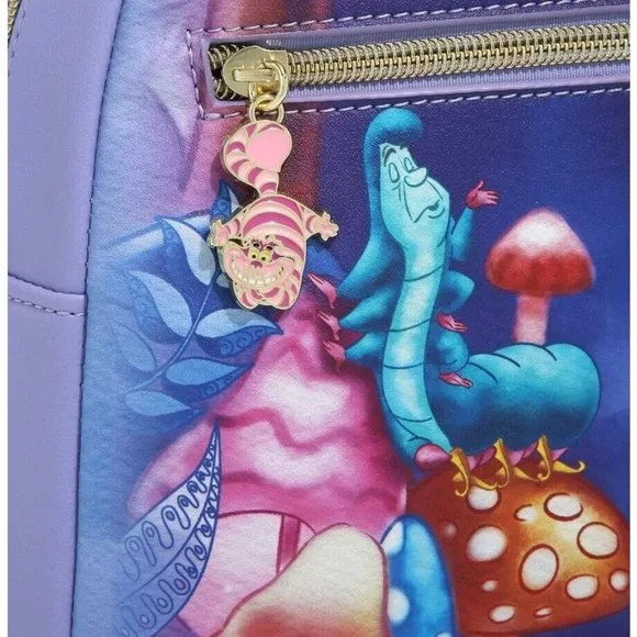 Loungefly Disney Alice In Wonderland Mini Backpack Caterpillar Mushrooms Bag - Picture 4 of 5